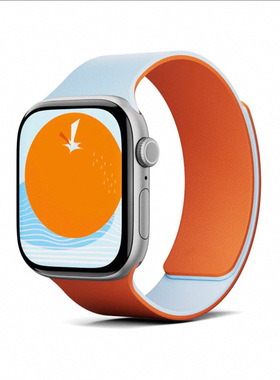 适用iWatch11表带apple watch Series10表带S9苹果S10双色磁吸荔枝皮纹运动回环ultra硅胶手表带s8/s7/6腕带5