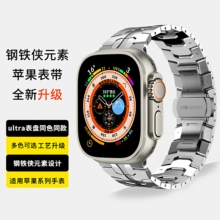适用ultras3苹果手表S10表带applewatch表带钢铁侠元素iwatch11表带S8金属腕带S7高级钢带S9不锈钢S6升级款SE