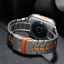 适用苹果手表表带applewatch ultra2钢铁侠钛橙男款s9表带iwatchS10金属钛合金6/5/4代高级se运动S8女个性潮7