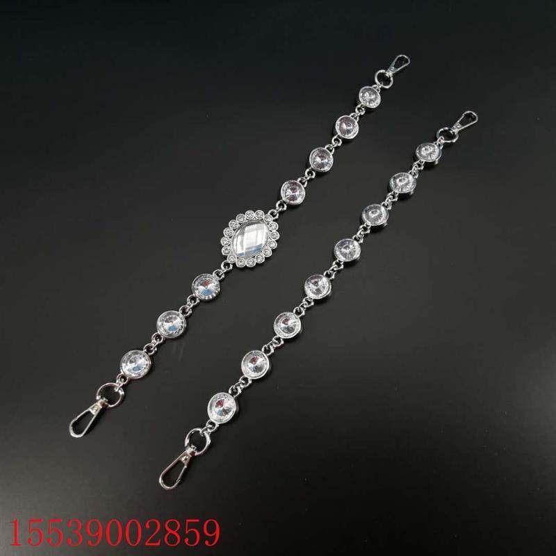 水钻装饰链 羊皮褶皱包编织包镶钻肩带挂件