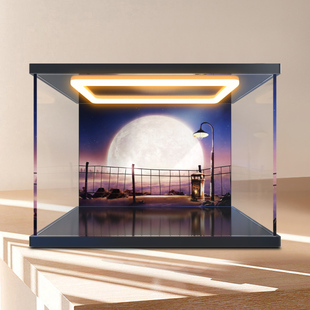 亚克力灯光收纳盒 适用迪士尼系列乐高43279瓦力和伊娃手办潮玩