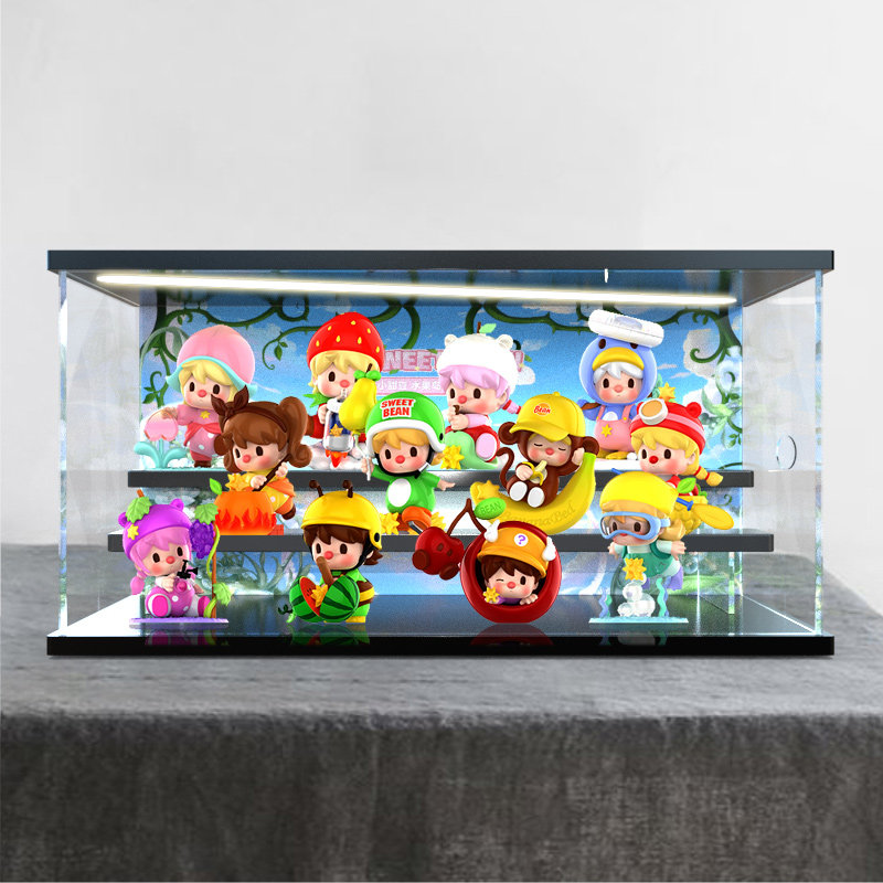 亚克力带灯展示盒适用 泡泡玛特小甜豆 水果岛冒险系列手办盲盒