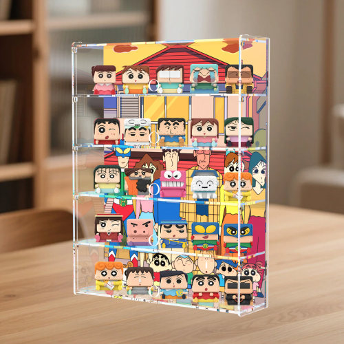 贝格宝适用泡泡玛特蜡笔小新POPCUBE1-2-3系列盲盒亚克力收纳盒