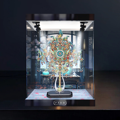 适用 拼酷 十里红妆系列 点翠喜扇 金属3D拼图亚克力高清收纳盒