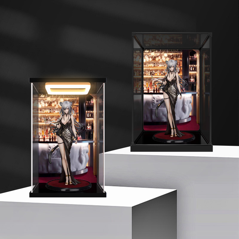 适用Myethos 明日方舟 黑 盛礼 手办模型亚克力带灯展示收纳盒