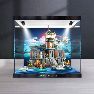 适用乐高城市系列 60419 jing察监狱岛手办罩亚克力高清收纳盒
