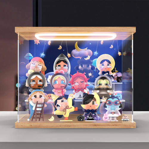 适用泡泡玛特CRYBABY哭娃出走的月亮系列盲盒防尘罩回型灯收纳盒