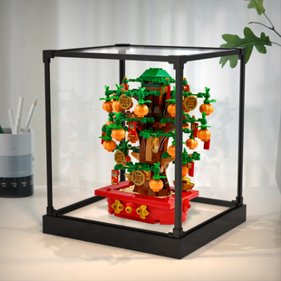 亚克力展示盒适用乐高40648 摇钱树玩具积木模型合金框防尘收纳盒