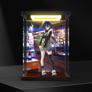 亚克力展示盒适用POP UP PARADE SP绝区零 铃 手办模型灯光收纳盒