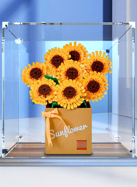 一体式展示盒适用乐高40524 40460 玫瑰花向日葵创意系列收纳盒