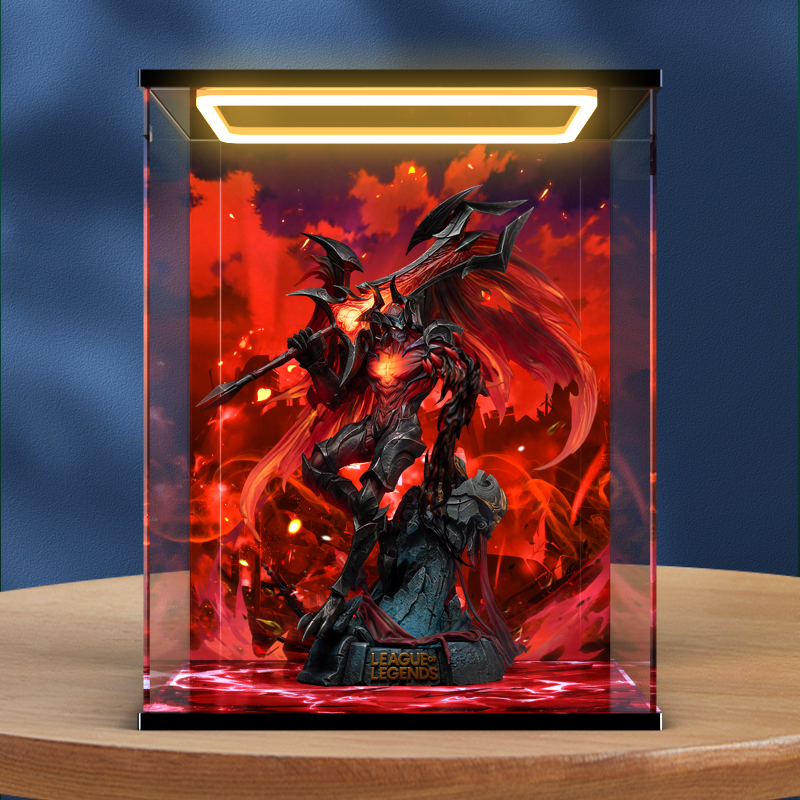 适用集美殿堂 暗裔剑魔 雕像主题背景手办收纳回形灯亚克力收纳柜