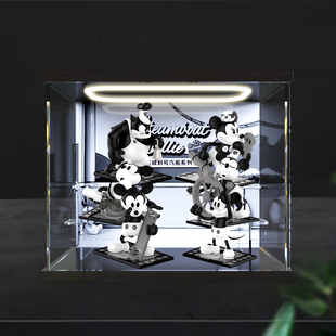 适用POPMART泡泡玛特迪士尼威利号汽船系列手办盲盒亚克力收纳盒