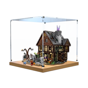 收纳盒适用乐高21341迪士尼女巫桑德森姐妹的魔法屋木制底展示盒