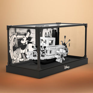 适用乐高21317米奇蒸汽船迪士尼威利号汽船亚克力罩合金框展示盒