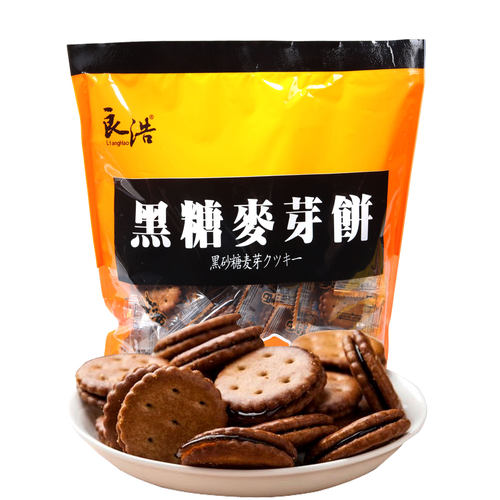 良浩黑糖麦芽夹心饼干500g