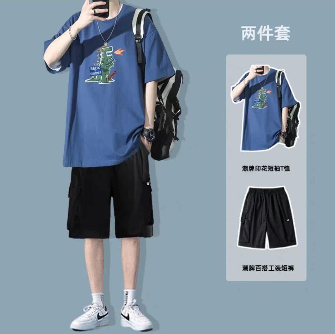 痞帥短袖T恤男士潮牌印花壹套搭配帥氣休閑男生衣服短褲夏裝夏裝在類目 男裝, T恤中 - 來自Buy2taobao.com提供專業的淘寶代購服務