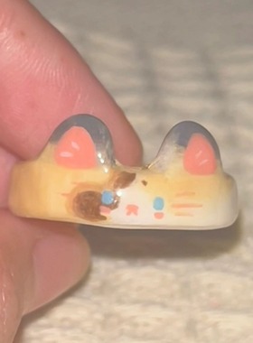布偶猫戒指女小众ins可爱风食指戒轻奢高级滴胶简约百搭开口戒指