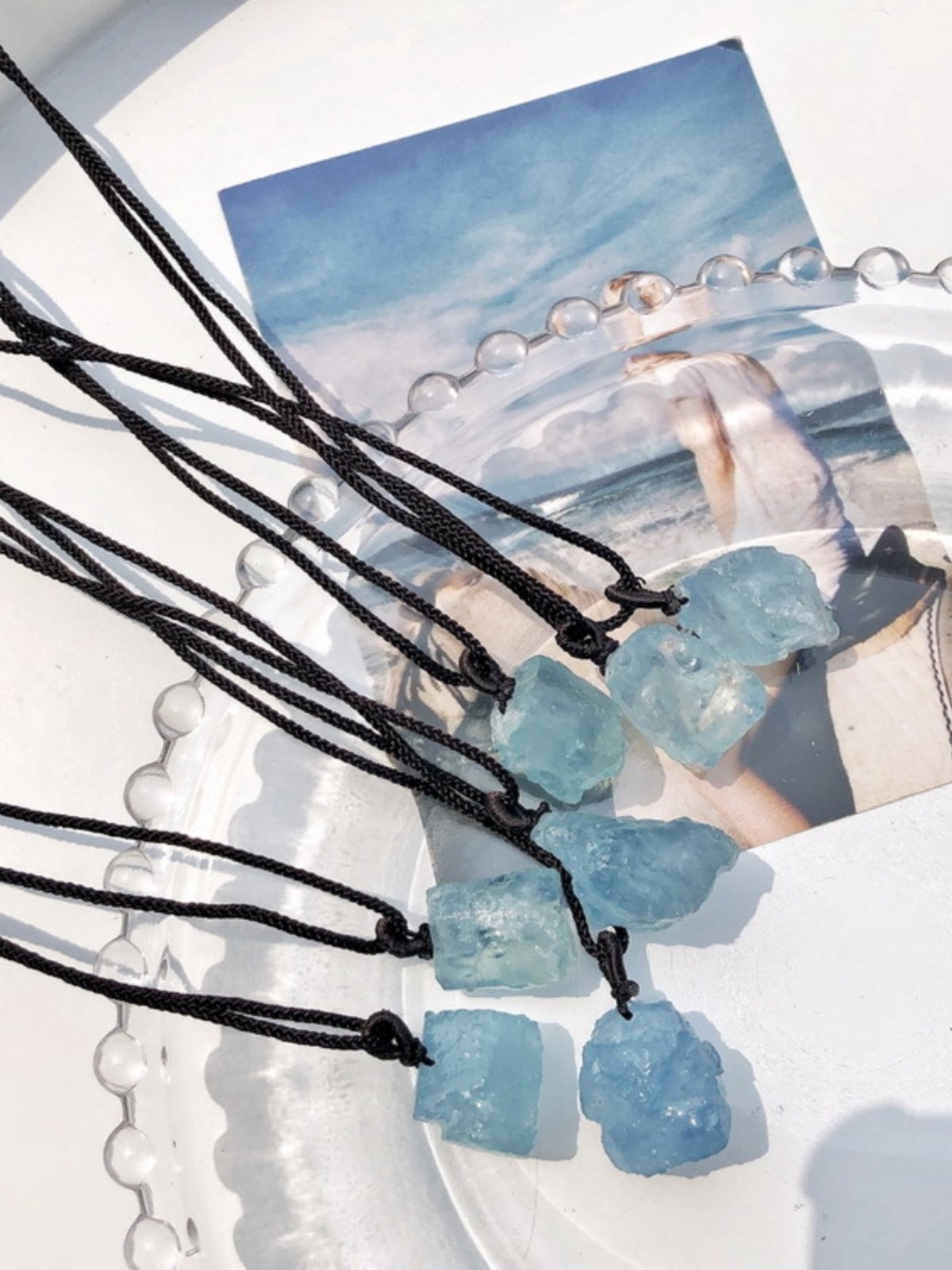 海蓝宝水晶裸石吊坠黑绳项链男女中性蓝宝石原石项坠编织绳锁骨链,饰品/流行首饰/时尚饰品新,项链,淘宝优惠券,粉丝福利购,淘宝优惠卷