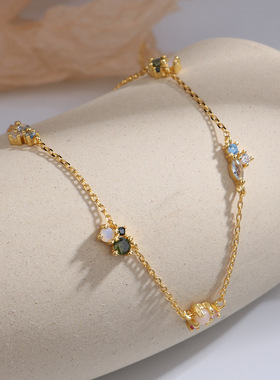 西班牙PD2023新款ins风925纯银多色锆石项链高级感圣诞礼品