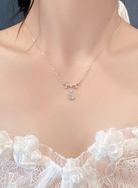 月光石水滴项链锁骨链轻奢小众女生生日礼物蓝色眼泪时尚百搭饰品