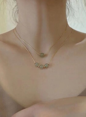 复古三生三世仿和田玉项链女ins小众设计感轻奢锁骨链母亲节礼物