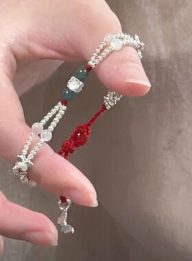 【神明 . 银蝶】灵动银蝴蝶编制手绳小碎银双层手绳百塔显白手链