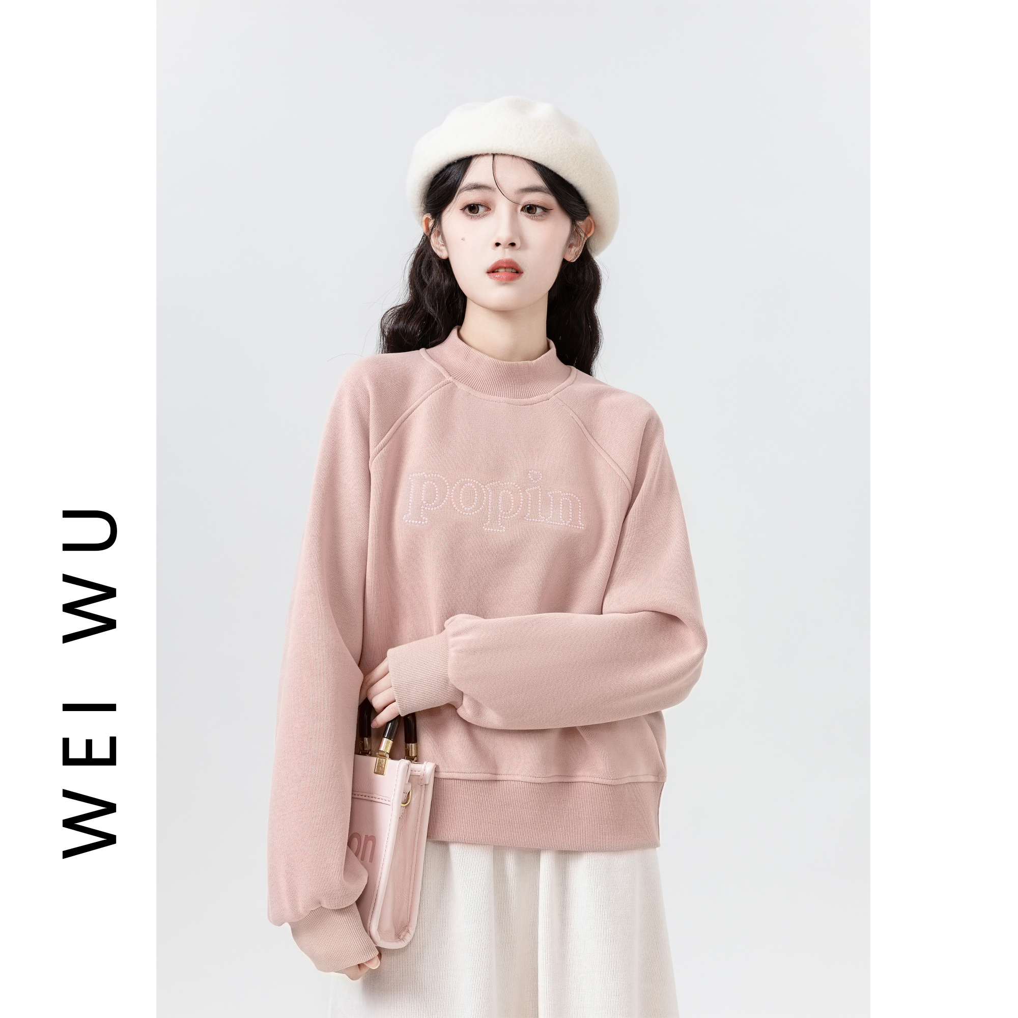 粉色加厚慵懒风卫衣女款 2025秋冬韩版通勤棉质套头卫衣