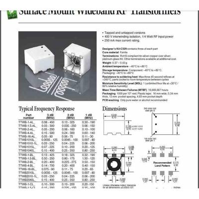 线艺TTWB宽带射频变压器媲美Mini-Circuits TT系列平衡不平衡转换