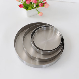 不锈钢原色收纳盘圆盘金属银色圆形托盘摆件饰品盘水果盘糖果盘子