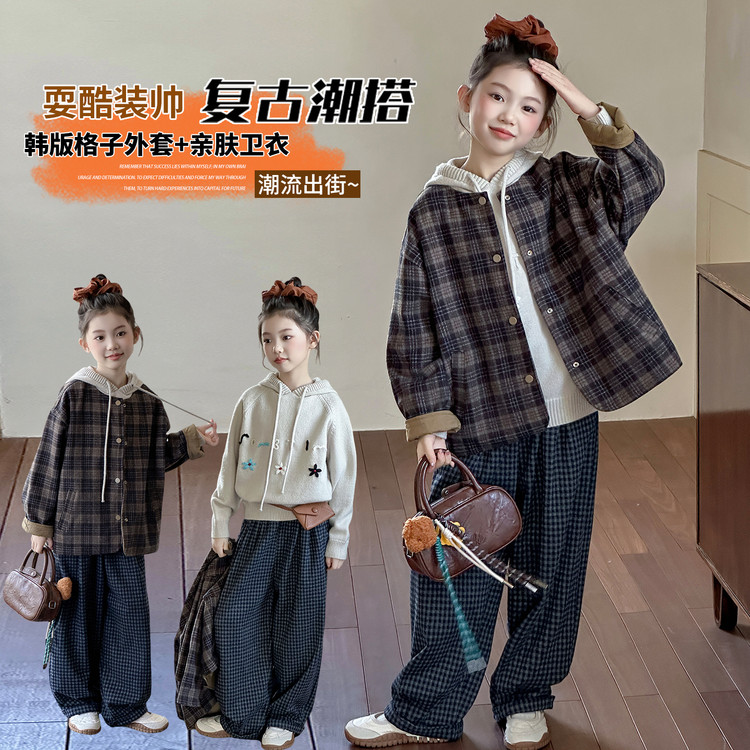 女童卫衣外套两件套装小香风大童韩范微胖10岁7八外出公主潮潮衣9