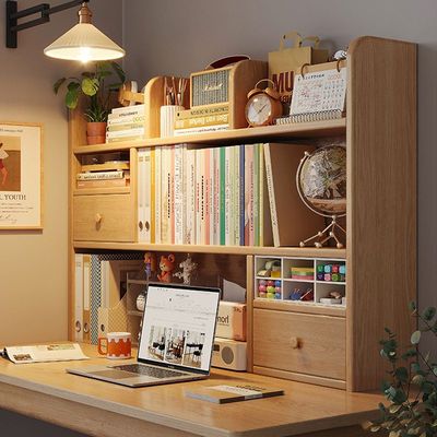 实木书架书桌桌面学生置物架书本收纳卧室多层桌上书架桌面上好物