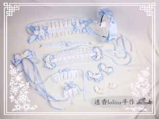 原创Lolita天使柄发饰 甜美百搭sax色洛丽塔LO娘发带KC小物 包邮 满