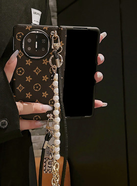 适用华为matex5手机壳x6典藏版斜挎可背vivoxfold3pro折叠屏带中轴铰链全包保护套挂绳荣耀magicvs3防摔外壳