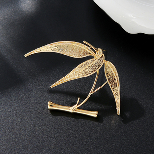 新款高品质DIY非遗 螺钿胎底翠竹胸针手工创意点翠别针素底配饰