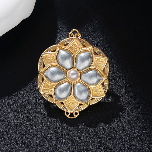 非遗宋锦镀金莲花吊坠DIY饰品