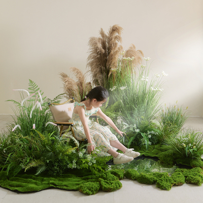 大型彷真绿色植物芭蕾风小清新氛围感芦苇草丛摄影道具角落室内装