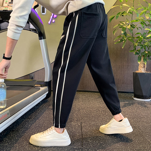 侧边条纹卫裤男重磅束脚运动裤秋季新款高品质弹力休闲裤 K16-P65图片