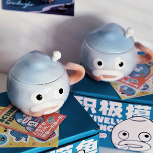 造物动人积极摸鱼马克杯陶瓷带盖釉下彩办公室可爱家用生日礼物