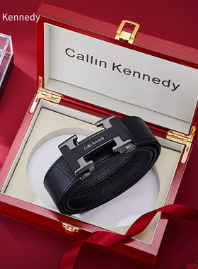 Callin Kennedy男士皮带真皮自动扣潮流年轻人纯牛皮简约腰带正品