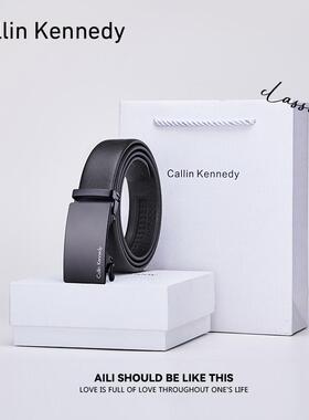 Callin Kennedy皮带男士真皮自动扣腰带男式2025新款裤带商务青年