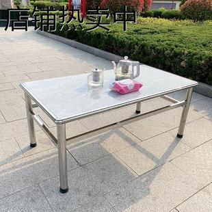 不锈钢瓷砖桌架正方形餐桌家用吃饭学习摆摊工作台烤火取暖轻奢桌