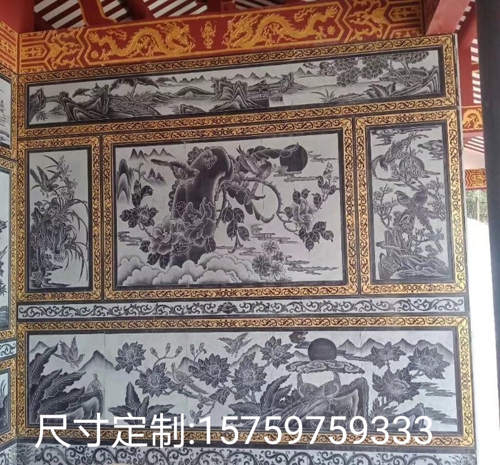 芝麻黑青石石材雕刻古建平面雕刻浮雕外墙石材线雕雕刻石影雕定制
