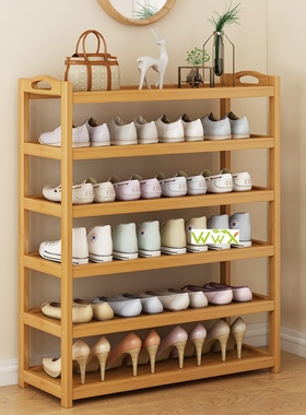 shoe rack multi-layer dust-proof bamboo shoe storae cabinet