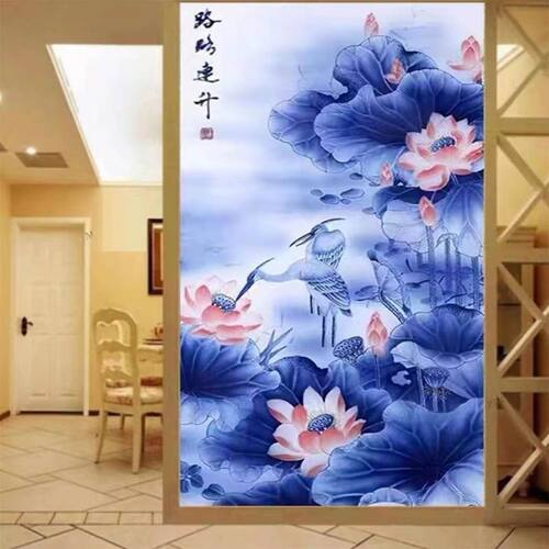 路路连升十字绣2023新款线绣客厅卧室满绣刺绣手工竖版玄关中式