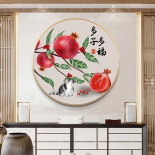 多子多福十字绣线绣2023新款石榴婚房客厅餐厅卧室小画满绣自己绣