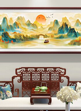 江山如画万里江山2025新款线绣客厅卧室床头风景中式现代简单满绣