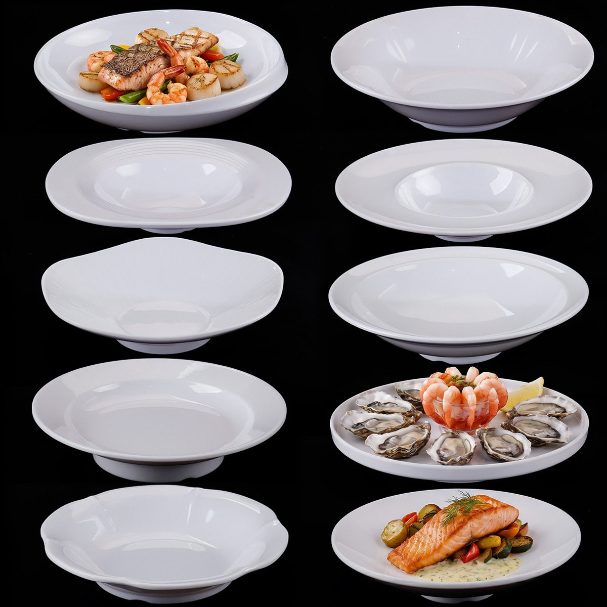 白色密胺餐具高级感菜盘仿瓷炒菜
