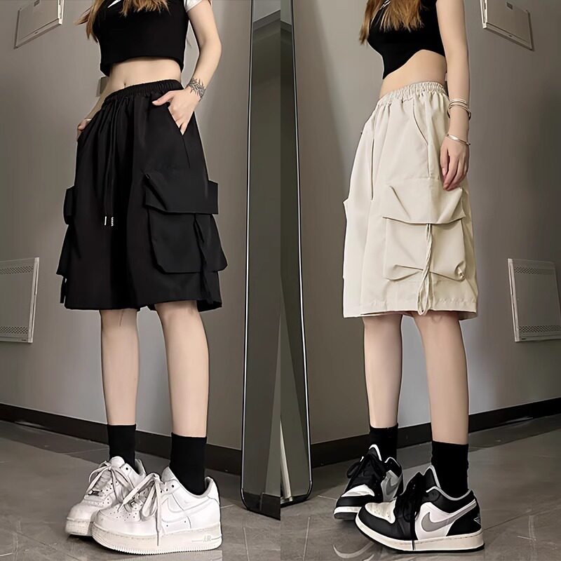 美式工装短裤女夏季薄2026新款高腰速干小个子阔腿外穿运动五分裤