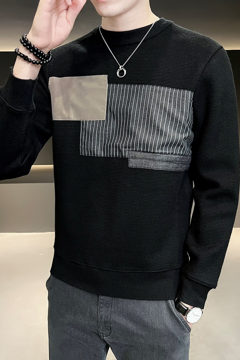 B25521105P68男士休闲加绒加厚圆领高品质打底外穿毛衣男,男装针织衫/毛衣,电商B255