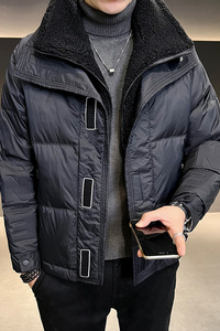 B255 185-P185控268 店主风男士假两件毛领高品质羽绒外套男图片